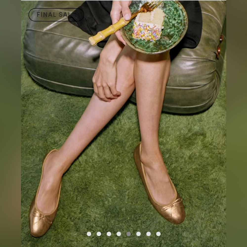 [SOLD]NEW Birdies Size US 7.5 The Hummingbird Vintage Gold Leather Ballet Flats - Picture 3 of 9